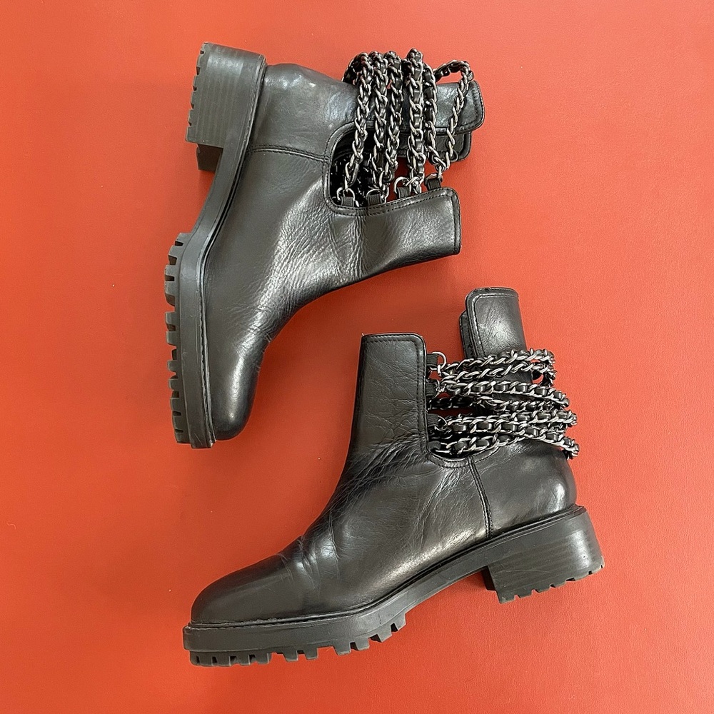 ZARA leather moto booties